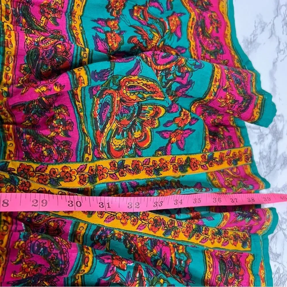 Lola Australia floral boho printed maxi skirt button front sz M